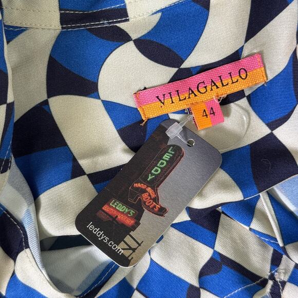 Vilagallo Shirt Womens Large Geometric Checker Top Long Sleeve Button Up Spain - Picture 4 of 13